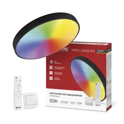Светильник светодиодный SCANDY SIMPLE-125RGB-RCB 125Вт 230В 3000-6500K 10000Лм 400x50мм пульт ДУ черный IN HOME