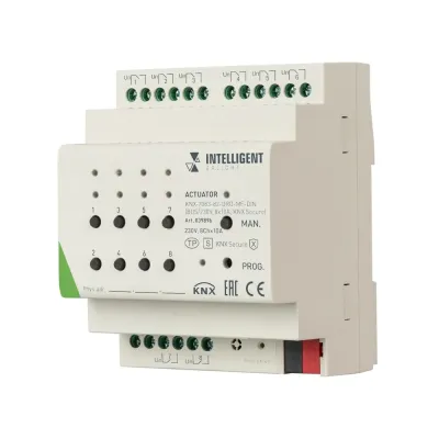 039896 Актуатор INTELLIGENT ARLIGHT BUS/230 В, 8x10 А, KNX Secure, IP20, KNX-7083-82-DRO-MF-DIN, пластик, 2 года