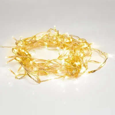 Гирлянда светодиодная универсальная 100 LED тёплый белый 10 м, прозрачный ПВХ, с контроллером