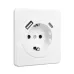 Розетка ROUND одинарная с/з скрытой установки з/ш 16А с USB A+C быстрой зарядки 5В/3А механизм перламутр