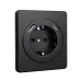 Розетка ROUND одинарная с/з скрытой установки з/ш 16А с USB A+C быстрой зарядки 5В/3А механизм оникс