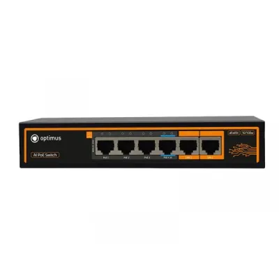 Коммутатор неуправляемый промышленный 4x100Мбит/с (RJ45 с PoE+), 2x100Мбит/с (RJ45) 65Вт