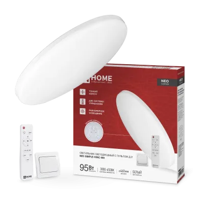 Светильник светодиодный NEO SIMPLE-95RC-WH 95Вт 230В 3000-6500K 7600Лм 460x67мм с пультом ДУ белый IN HOME