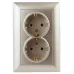 Розетка Intro Solo 4-205-04 с заземлением двойная 2X2P+E Schuko, 16А-250В, IP20, СУ, шампань Розетка Intro Solo 4-205-04 с заземлением двойная 2X2P+E Schuko, 16А-250В, IP20, СУ, шампань