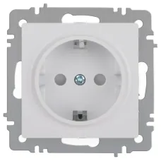 Розетка Intro Accent 6-206-01 2P+E Schuko со шторками, 16А-250В, IP20, СУ, AL/CU, белый