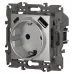Розетка ЭРА Elegance 14-4108-03 2P+E 16A-250В со шторками с USB type-A+C 5В-3А алюминий