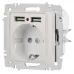 Розетка Intro Accent 6-410-06 , P+E Schuko со шторками, 16А-250В + 2хUSB, IP20, СУ, перламутр