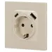 Розетка ЭРА Серия 12 12-4108-02 2P+E 16A-250В со шторками с USB type-A+C 5В-3А слоновая кость