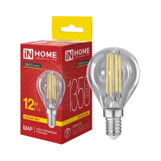Лампа светодиодная LED-ШАР-deco 12Вт 230В Е14 3000К 1350Лм прозрачная IN HOME