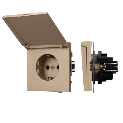 Механизм розетки влагозащищённый SCT-TENDO-MCP-PL-GD 230V, 16A, Золото светлое, 1 пост