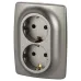 Розетка ЭРА Серия 12 12-2106-16 , 2X2P+E Schuko, 16А-250В, титан