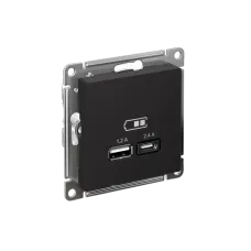 РОЗЕТКА USB ATLASDESIGN A+С, 5В/2,4А, 2х5В/1,2 А, механизм, КАРБОН