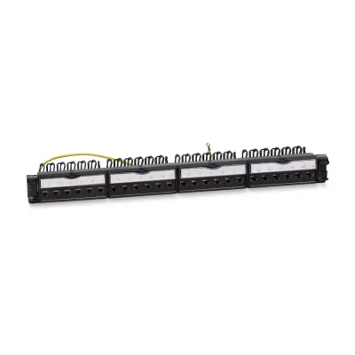Cabeus PL-24-KJ-RJ45-Cat.6a-SH-180T Патч-панель 19" (1U), 24 порта RJ-45, категория 6a, полностью экранированная, с задним кабельным организатором, безинструмент