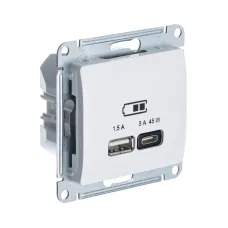 GLOSSA USB РОЗЕТКА A + тип-C 45W высокоскор.заряд. QC, PD, механизм, БЕЖЕВЫЙ