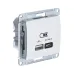 GLOSSA USB РОЗЕТКА A + тип-C 45W высокоскор.заряд. QC, PD, механизм, БЕЖЕВЫЙ
