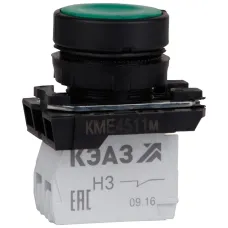 Кнопка КМЕ4120м-зеленый-2но+0нз-цилиндр-IP40