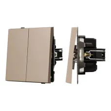 Механизм выключателя двухклавишный непроходной SWT-TENDO-MK02-PL-GD 230V, 10A, Золото светлое, 1 пост