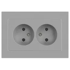 Розетка Intro Accent 6-204-03 2х2P, 16А-250В, IP20, СУ, AL/CU, алюминий