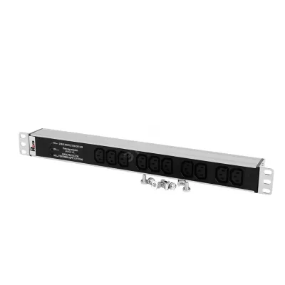 Блок розеток Rem-10 без шнура с фил. и инд., 10 IEC 60320 C13, вход IEC 60320 C14, 10 A, алюм., 19'