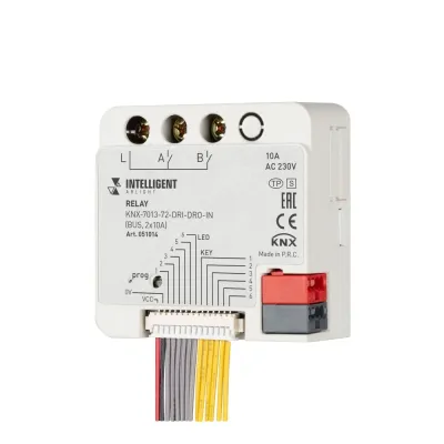 051014 Модуль релейный IP20, BUS, 2x10 A, INTELLIGENT ARLIGHT KNX-7013-72-DRI-DRO-IN, пластик, 2 года