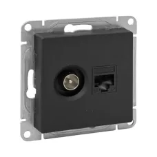 Механизм розетки TV+RJ45 (cat5), чёрный Эпика EKF
