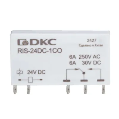 Реле миниатюрное ультратонкое, 1CO, коммутируемый ток 6 А, AgSnO напряжение 24V DC