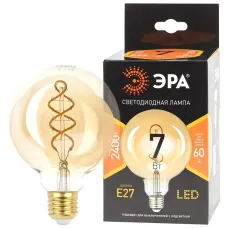 Лампочка светодиодная ЭРА F-LED G95-7W-824-E27 spiral gold E27 / Е27 7Вт филамент шар золотистый теплый белый свет