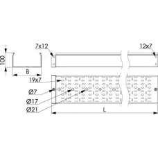 Лоток перфорированный 500х100 L 3000 толщ. 1,5 мм, цинк-ламельный