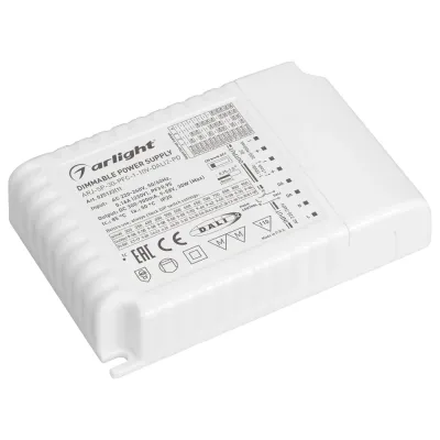 Блок питания ARJ-SP-30-PFC-1-10V-DALI2-PD (30W, 300-900mA) ( IP20 Пластик, 5 лет)