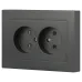 Розетка Intro Accent 6-204-07 , 2х2P, 16А-250В, IP20, СУ, AL/CU, графит