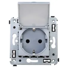 Avanti Розетка с крышкой в стену 2P+E с з/ш  Закаленная сталь