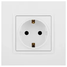 14-2102-01 ЭРА Розетка 2P+E Schuko со шторками, 16A-250В, IP20, Эра Elegance, белый (10/100/2100)