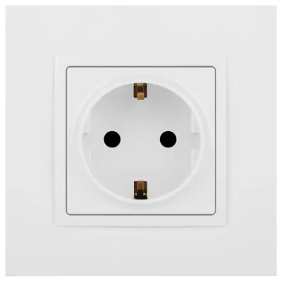 14-2102-01 ЭРА Розетка 2P+E Schuko со шторками, 16A-250В, IP20, Эра Elegance, белый (10/100/2100)