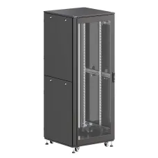 Шкаф напольный разобранный 19'' IT-CQE-N 42U 600x600 мм, крыша с вырубкой, дверь стекло и сплошная металл, двойные боковые панели, серый RAL7035