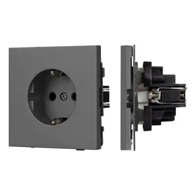 Механизм электрической розетки SCT-TENDO-MEU1-SFPL-GR 230V, 16A, Серый, 1 пост
