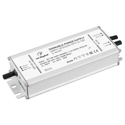 Блок питания ARPV-UH24240-PFC-0-10V (24V, 10.0A, 240W) (IP67 металл, 7 лет)