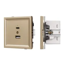 Механизм USB розетки SCT-TENDO-MUAC-SFPL-GD 5V, 3A, QC3, Золото светлое, 1 пост