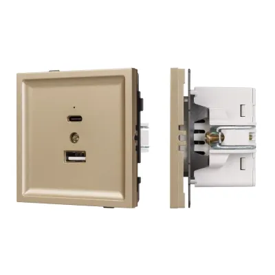 Механизм USB розетки SCT-TENDO-MUAC-SFPL-GD 5V, 3A, QC3, Золото светлое, 1 пост