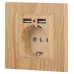 Розетка Intro Accent 6-410-11 , P+E Schuko со шторками, 16А-250В + 2хUSB, IP20, СУ, сосна