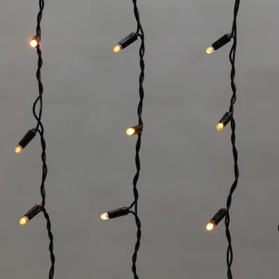 Гирлянда светодиодная Бахрома (Айсикл), 4,8х0,6м, 176 LED ЖЕЛТЫЙ, черный ПВХ, IP65, постоянное свечение, 230В NEON-NIGHT (нужен шнур питания 303-500)