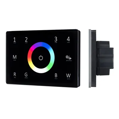 Панель Sens SMART-P85-RGBW Black 230V, 4 зоны, 2.4G ARL, IP20 пластик, 5 лет