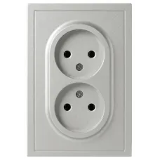 Розетка скрытого монтажа в рамку без заземления двойная 2X2P 16А-250В IP20 алюминий 15-2107-03 Galaxy