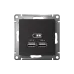 Розетка ATLASDESIGN USB 5В 1 порт x 2,1 А 2 порта х 1,05 А механизм карбон
