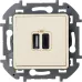 Зарядное устройство USB А+С 3000мА 5Вслоновая кость INSPIRIA