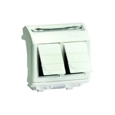 Ком.роз. двойная RJ45 кат.5e, Brava, белая, 2мод