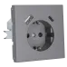 Розетка силовая с USB A+C с защитными шторками 16A 250V 25W с накладкой