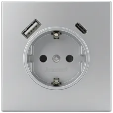 Розетка силовая с USB A+C с защитными шторками 16A 250V 25W с накладкой