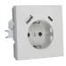 Розетка силовая с USB A+C с защитными шторками 16A 250V 25W с накладкой