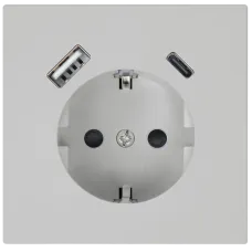 Розетка силовая с USB A+C с защитными шторками 16A 250V 25W с накладкой
