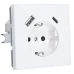 Розетка силовая с USB A+C с защитными шторками 16A 250V 25W с накладкой